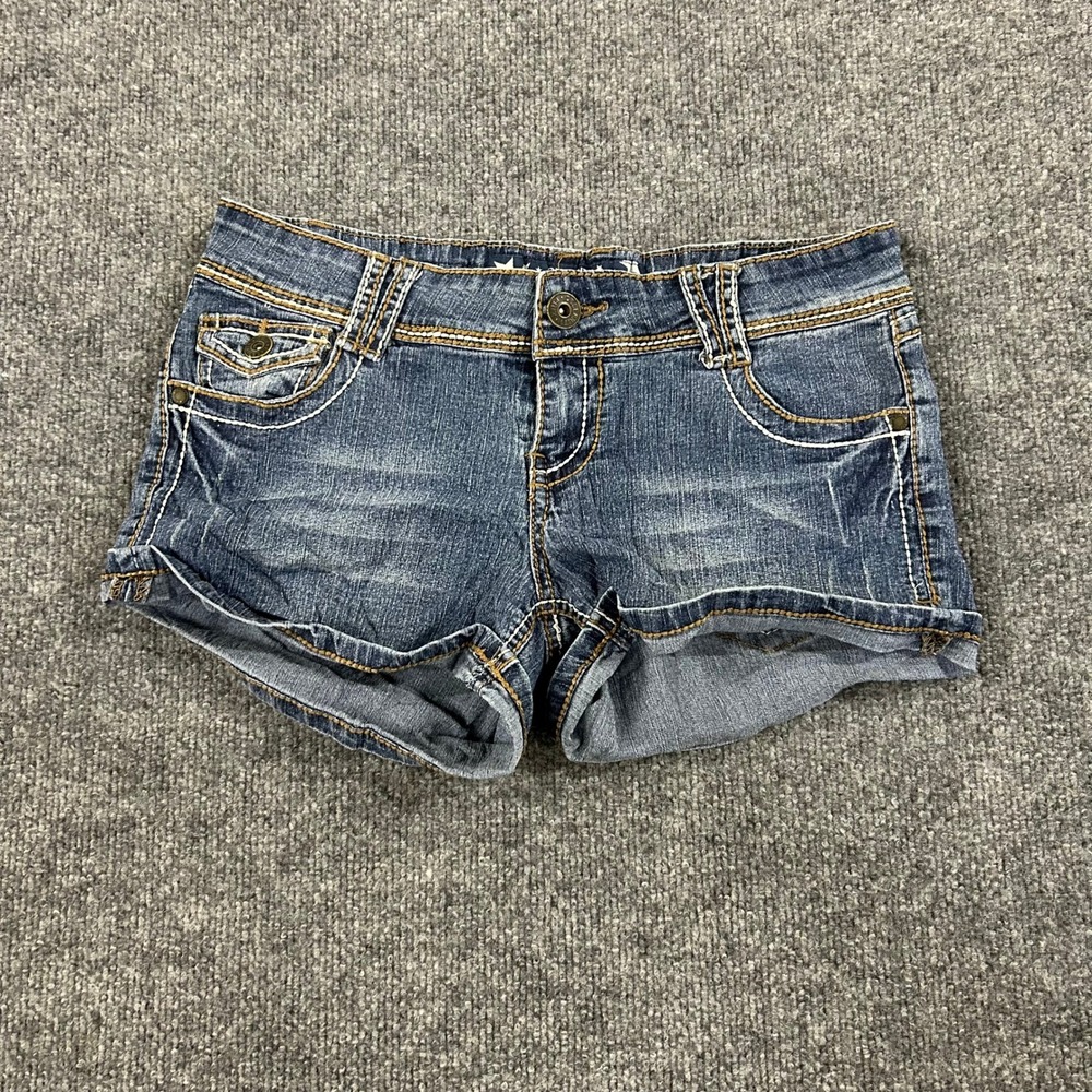 Celebrity Pink Denim Shorts Womens Size 9 Blue Rise Stretch Booty Mini Casual
